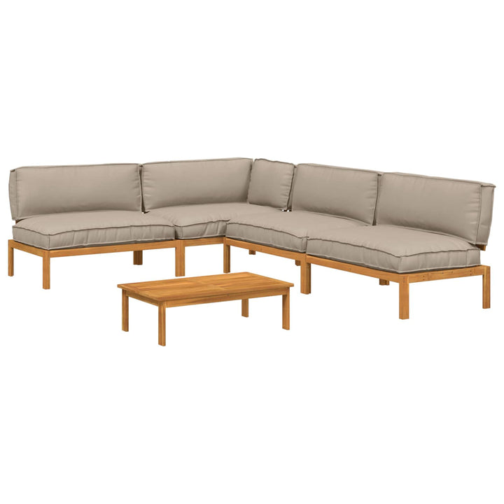 Sofa Sæt med pude Ensfarvet 5 pcs Gråbrun Massivt Akacietræ