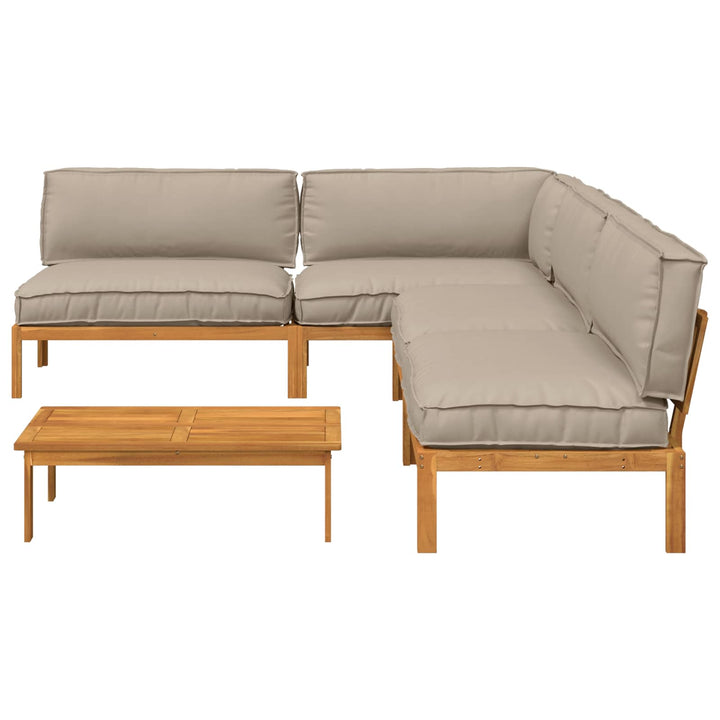 Sofa Sæt med pude Ensfarvet 5 pcs Gråbrun Massivt Akacietræ