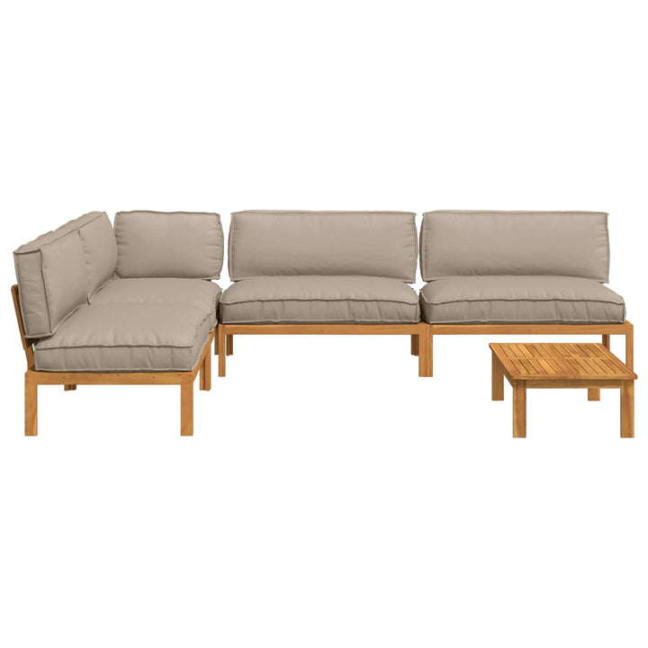 Sofa Sæt med pude Ensfarvet 5 pcs Gråbrun Massivt Akacietræ