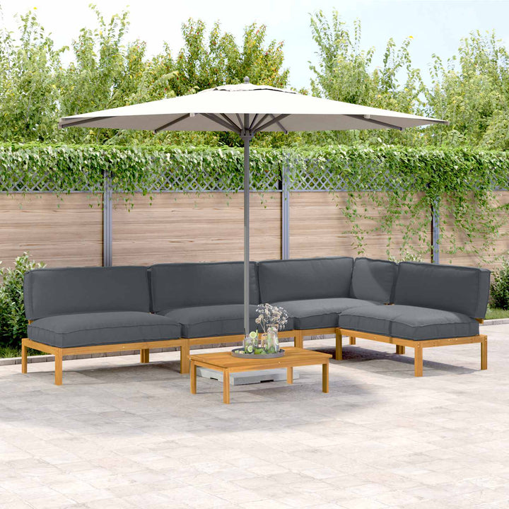 Sofa Sæt med pude Ensfarvet 5 pcs Antracit Massivt Akacietræ