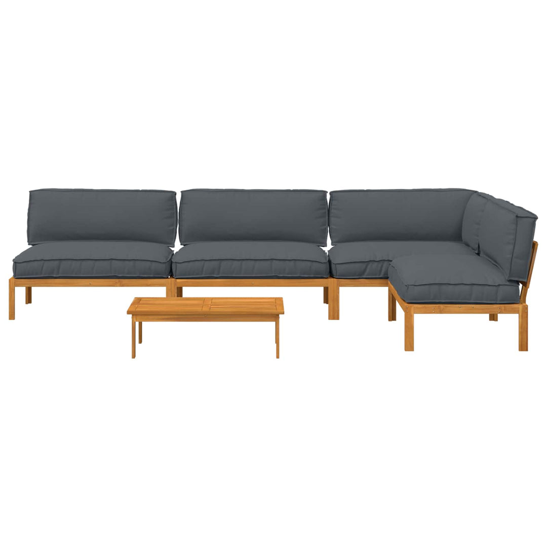 Sofa Sæt med pude Ensfarvet 5 pcs Antracit Massivt Akacietræ