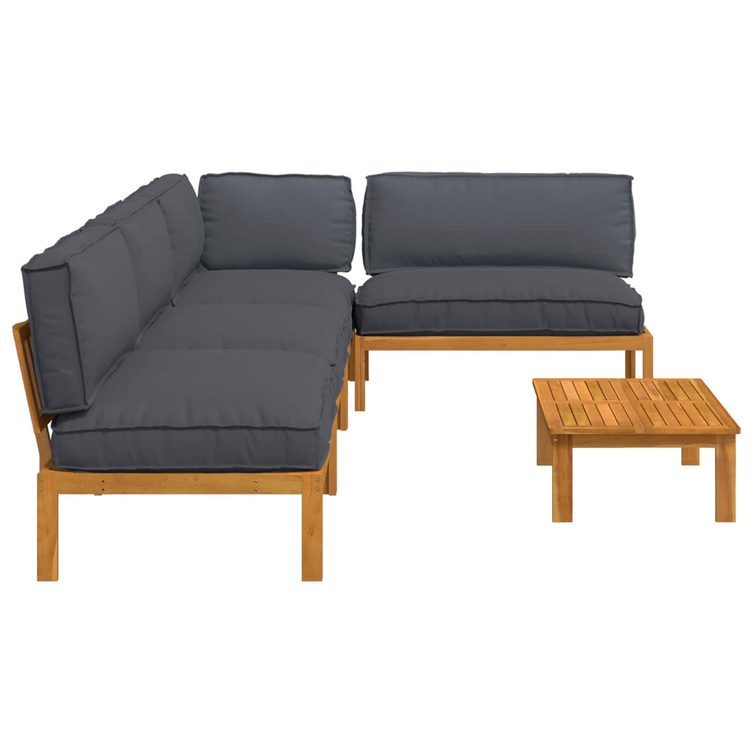 Sofa Sæt med pude Ensfarvet 5 pcs Antracit Massivt Akacietræ