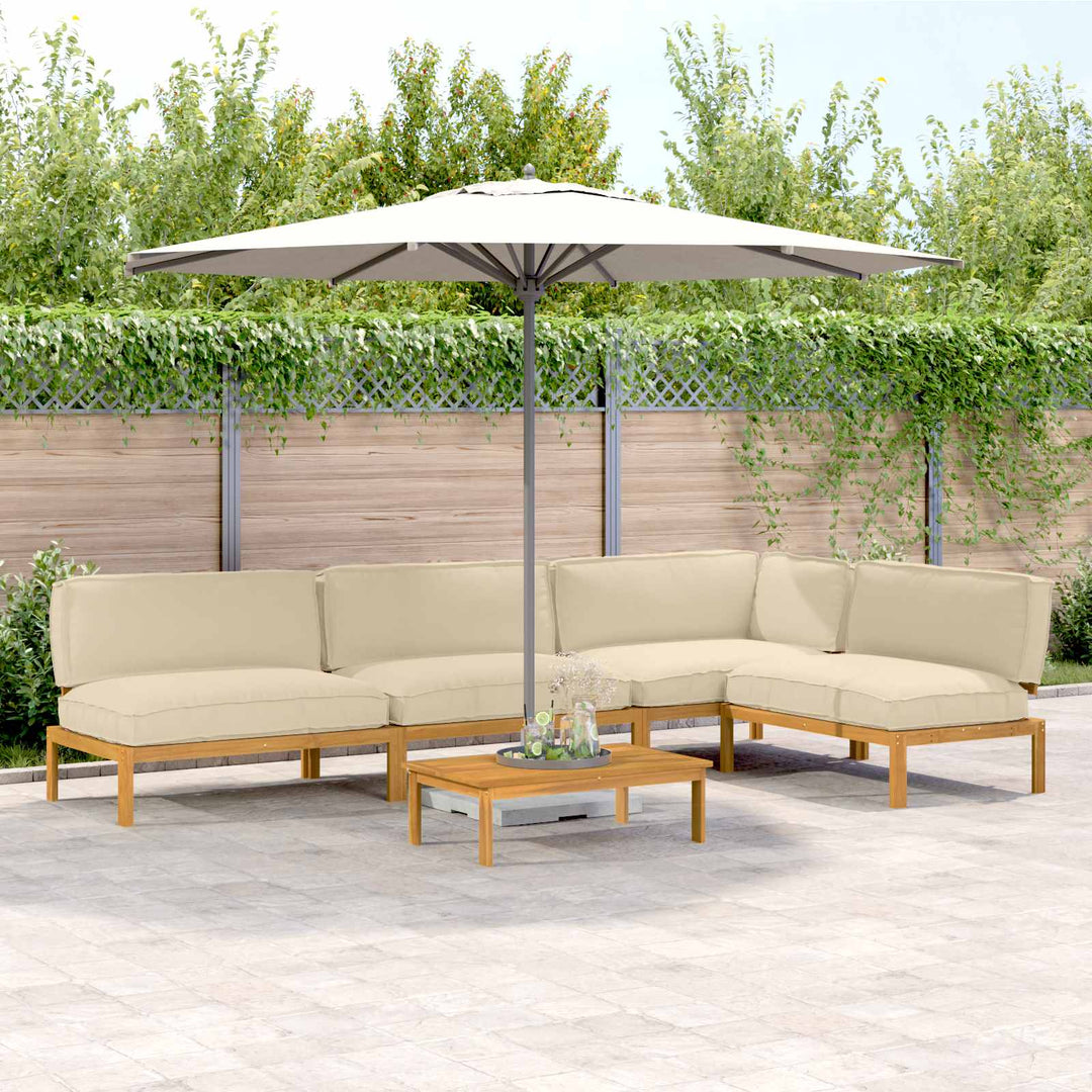 Sofa Sæt med pude Ensfarvet 5 pcs Beige Massivt Akacietræ