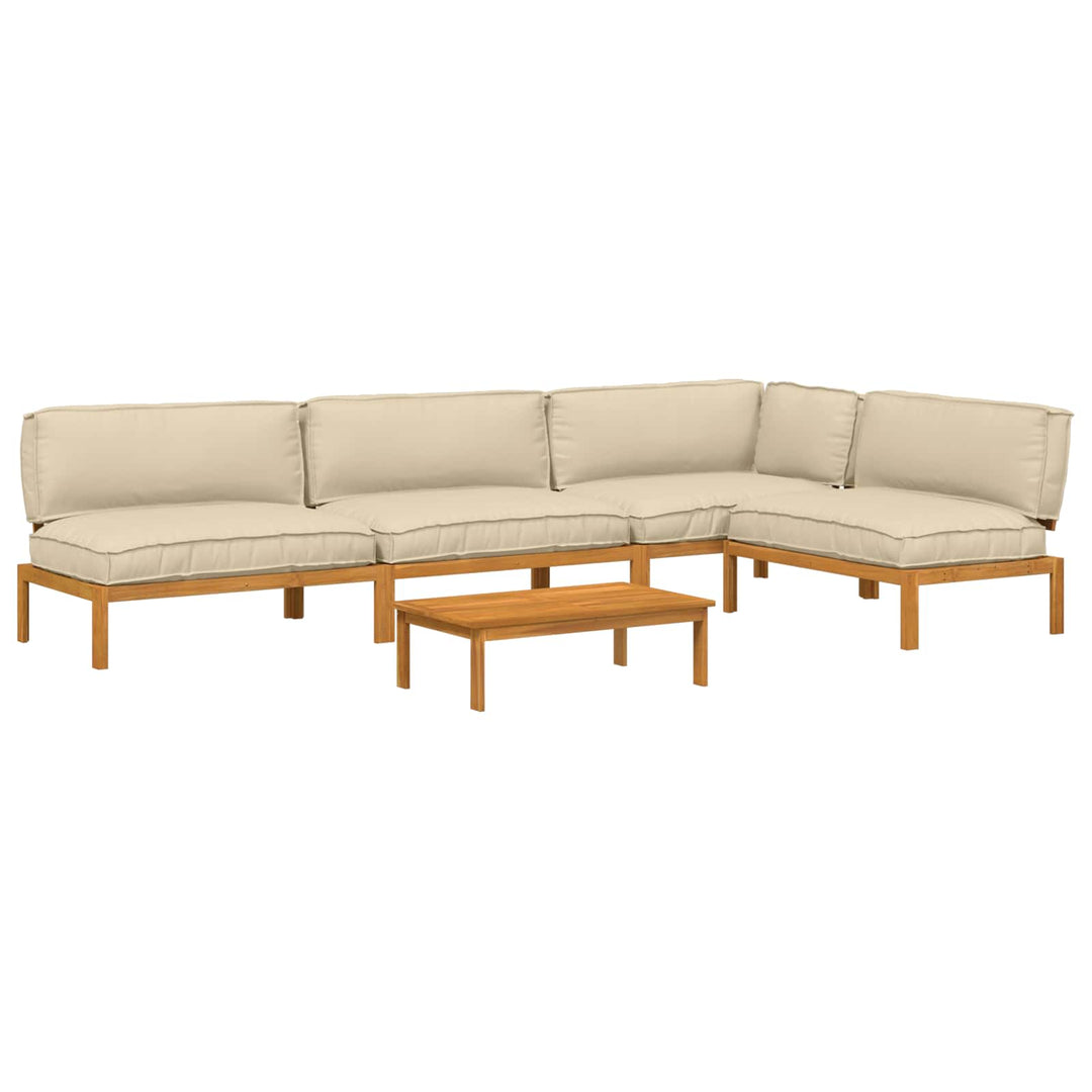 Sofa Sæt med pude Ensfarvet 5 pcs Beige Massivt Akacietræ