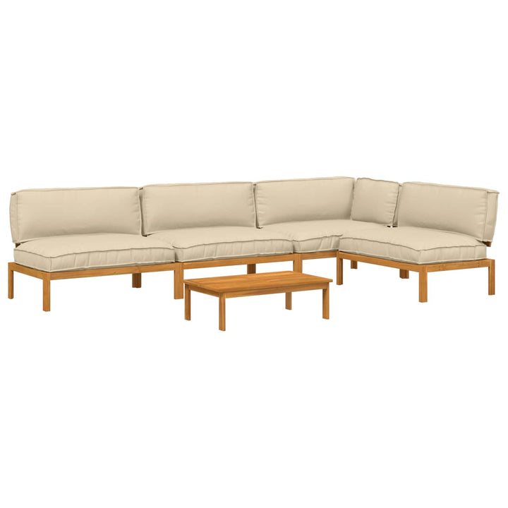 Sofa Sæt med pude Ensfarvet 5 pcs Beige Massivt Akacietræ
