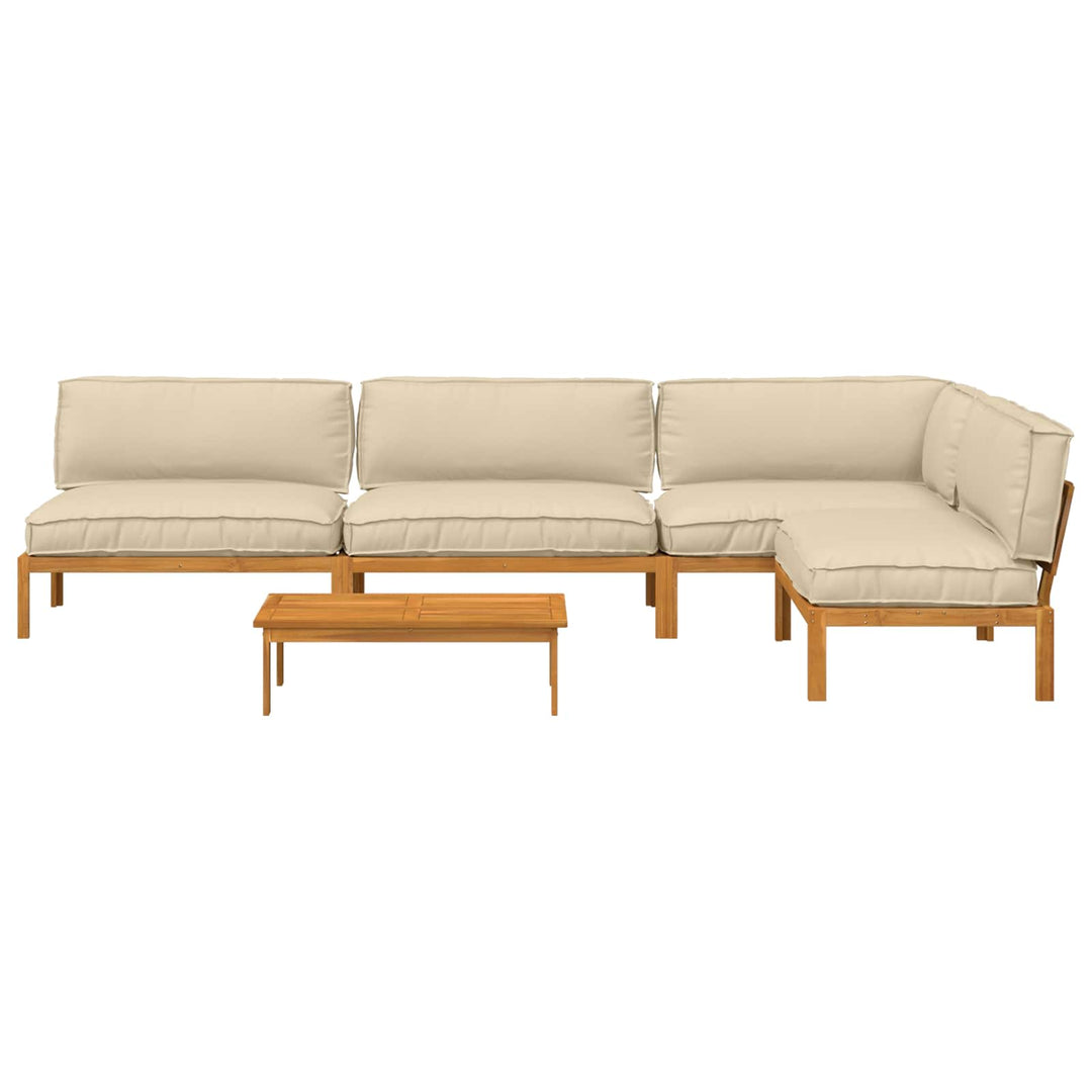 Sofa Sæt med pude Ensfarvet 5 pcs Beige Massivt Akacietræ