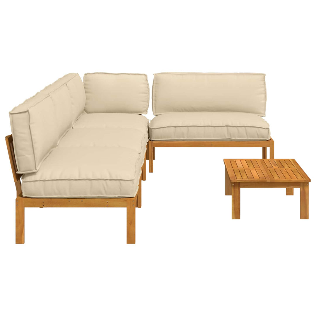 Sofa Sæt med pude Ensfarvet 5 pcs Beige Massivt Akacietræ