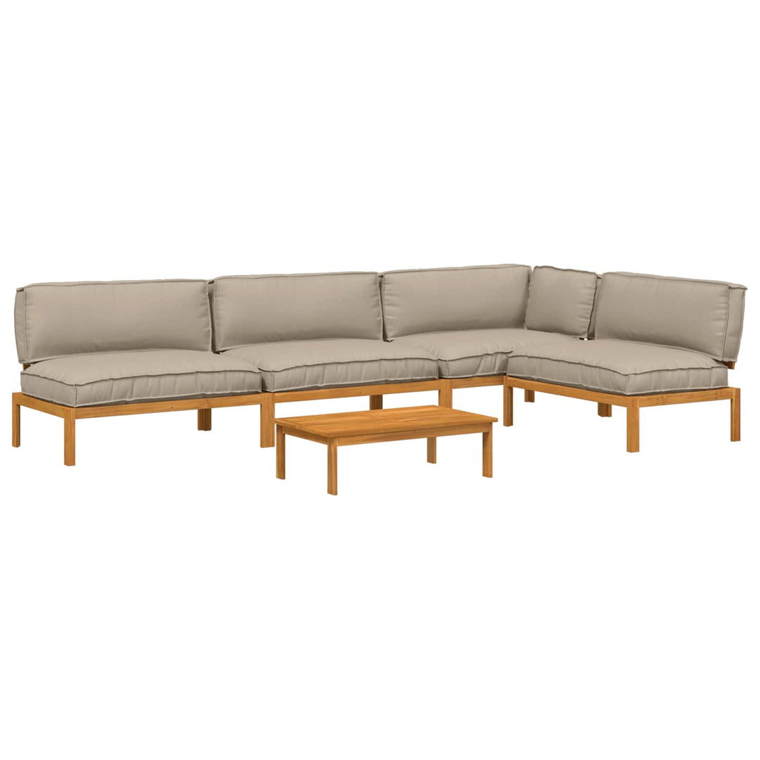 Sofa Sæt med pude Ensfarvet 5 pcs Gråbrun Massivt Akacietræ