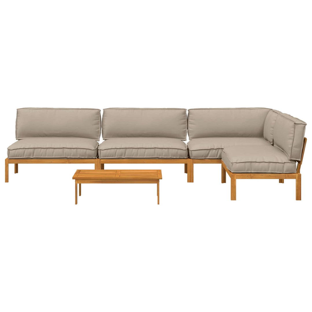 Sofa Sæt med pude Ensfarvet 5 pcs Gråbrun Massivt Akacietræ