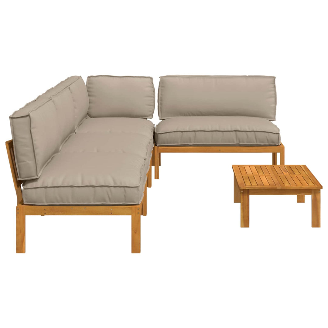 Sofa Sæt med pude Ensfarvet 5 pcs Gråbrun Massivt Akacietræ