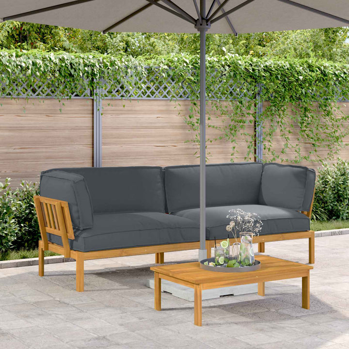 Sofa Sæt med pude Ensfarvet 2 pcs Antracit Massivt Akacietræ