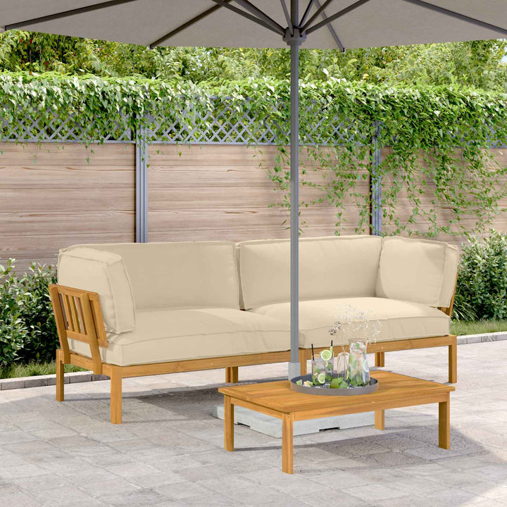 Sofa Sæt med pude Ensfarvet 2 pcs Beige Massivt Akacietræ