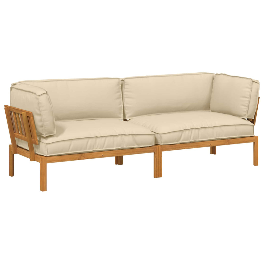 Sofa Sæt med pude Ensfarvet 2 pcs Beige Massivt Akacietræ
