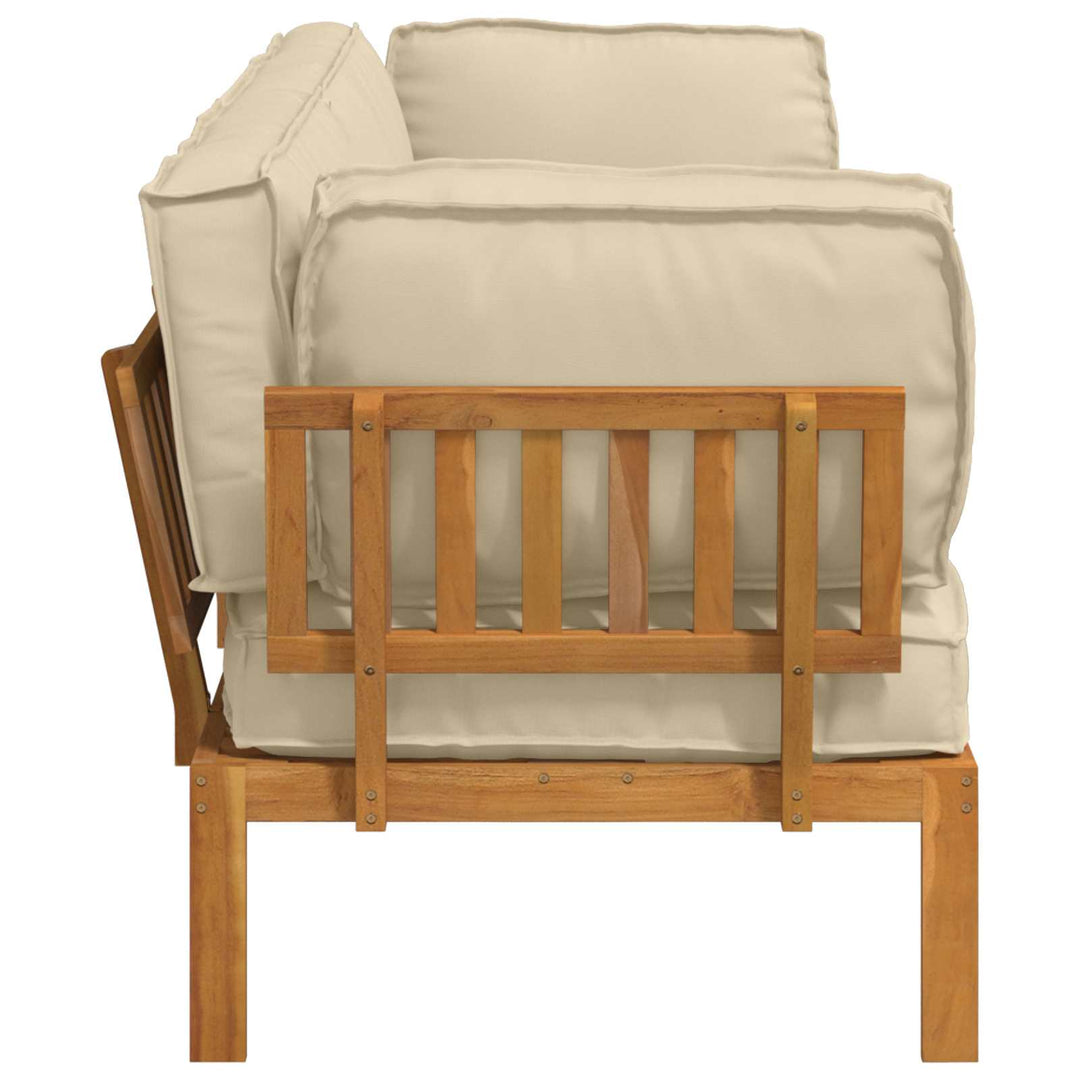 Sofa Sæt med pude Ensfarvet 2 pcs Beige Massivt Akacietræ