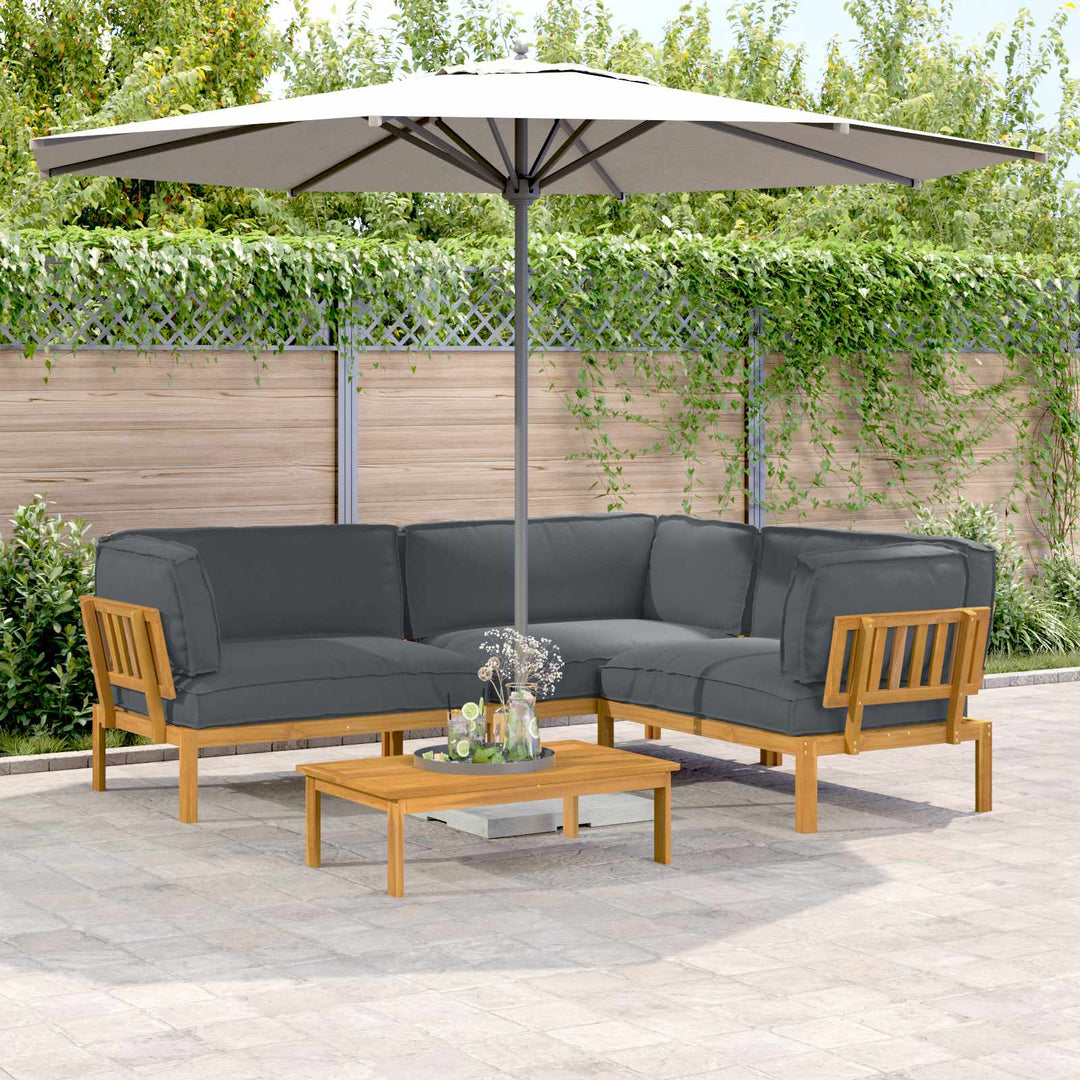 Sofa Sæt med pude Ensfarvet 4 pcs Antracit Massivt Akacietræ