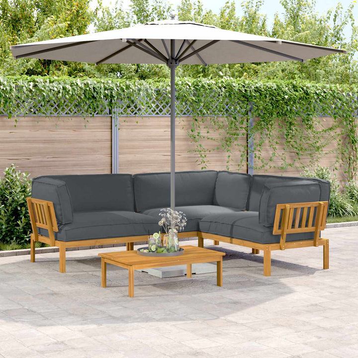 Sofa Sæt med pude Ensfarvet 4 pcs Antracit Massivt Akacietræ