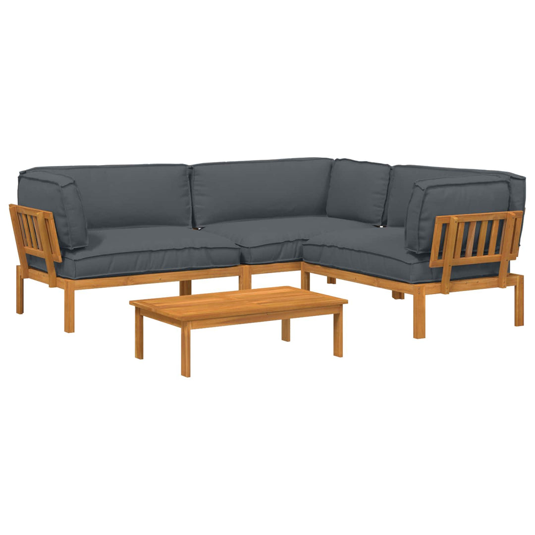 Sofa Sæt med pude Ensfarvet 4 pcs Antracit Massivt Akacietræ