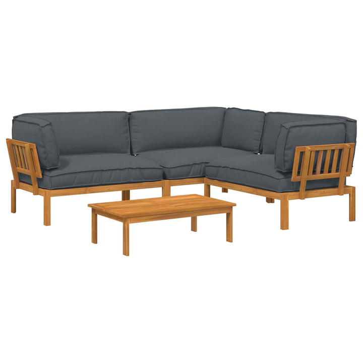 Sofa Sæt med pude Ensfarvet 4 pcs Antracit Massivt Akacietræ