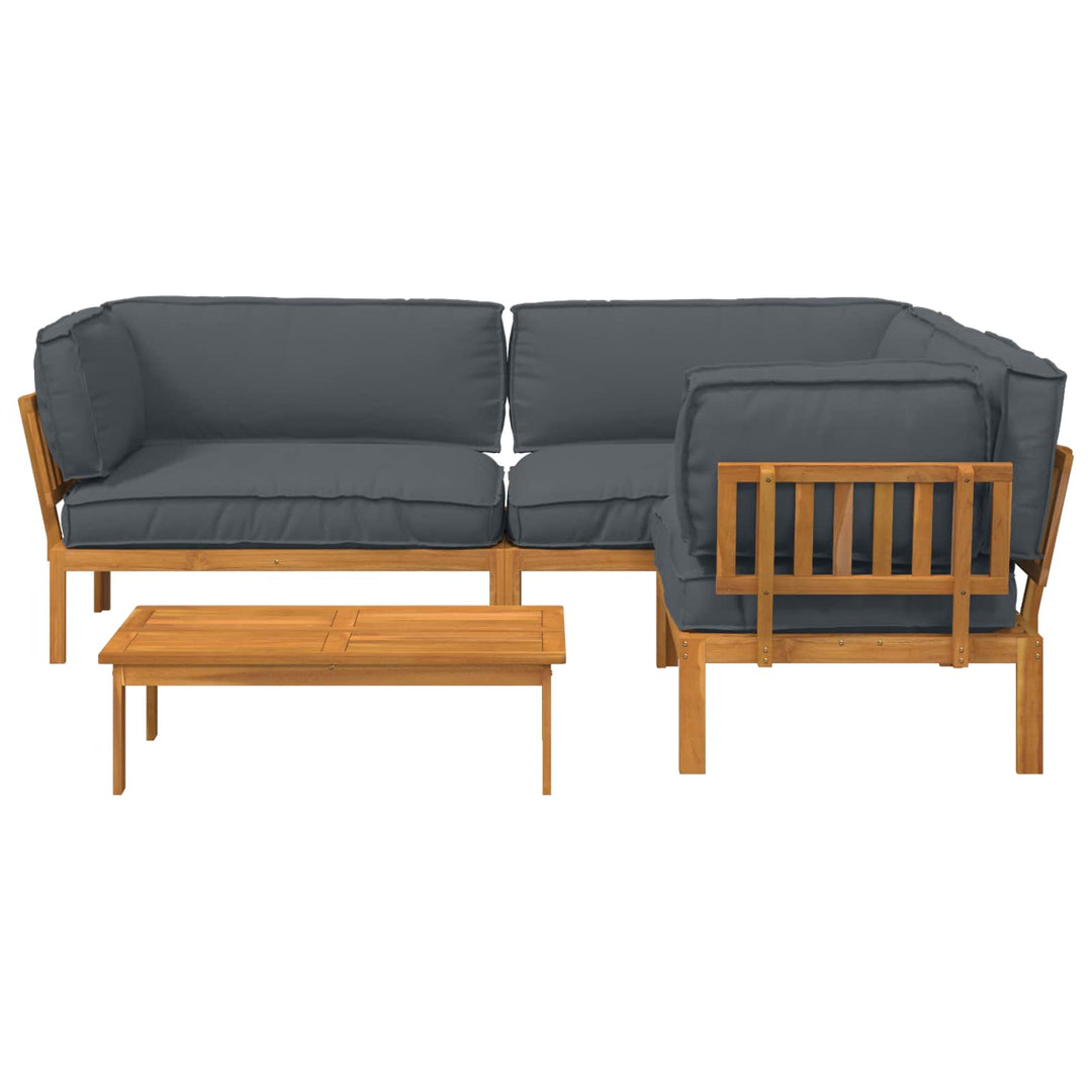 Sofa Sæt med pude Ensfarvet 4 pcs Antracit Massivt Akacietræ