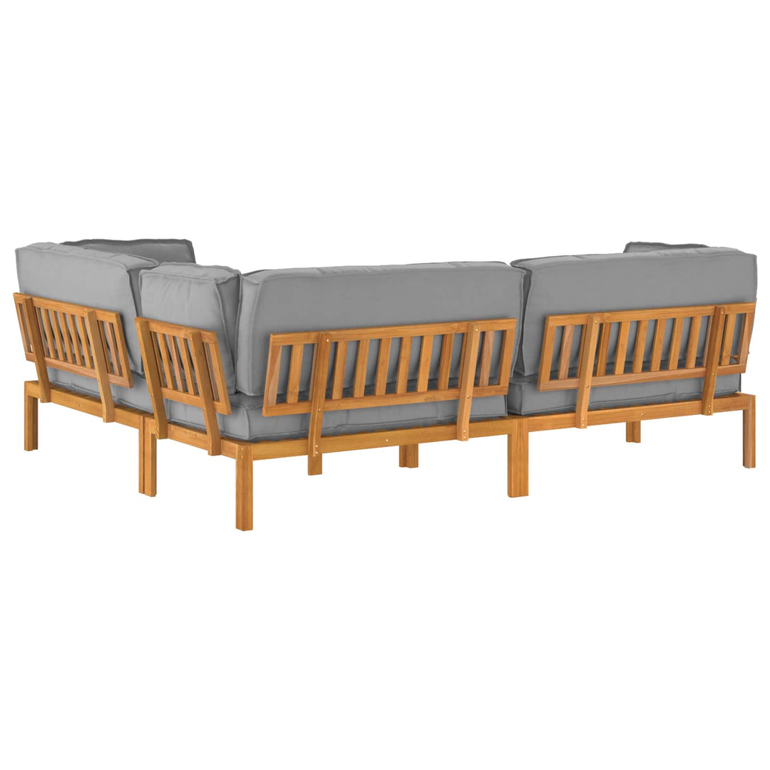 Sofa Sæt med pude Ensfarvet 4 pcs Grå Massivt Akacietræ