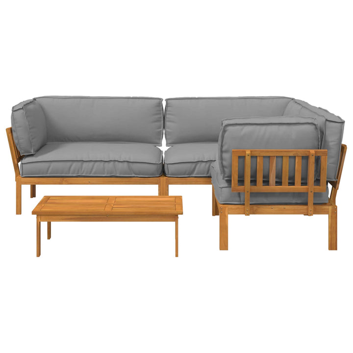 Sofa Sæt med pude Ensfarvet 4 pcs Grå Massivt Akacietræ
