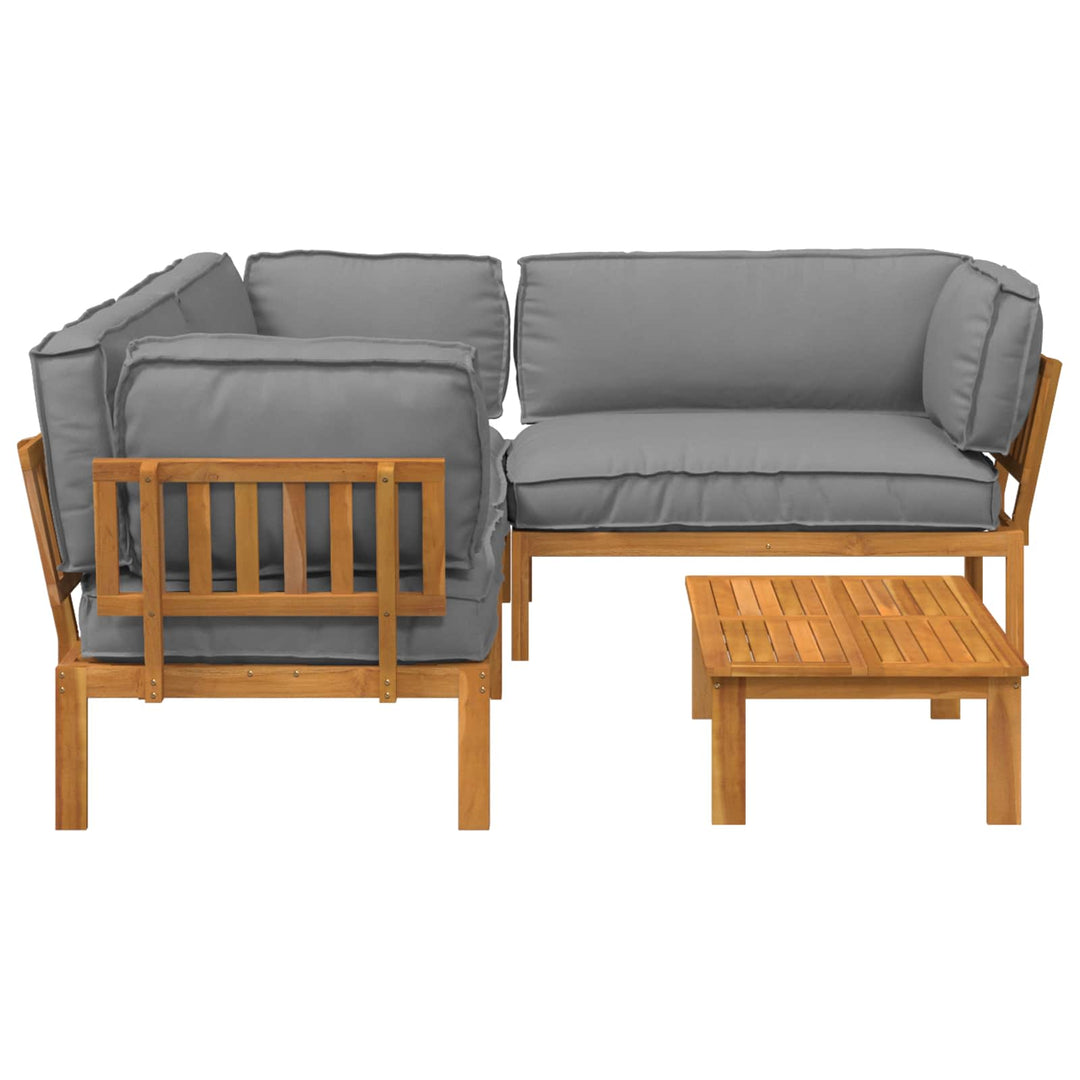Sofa Sæt med pude Ensfarvet 4 pcs Grå Massivt Akacietræ