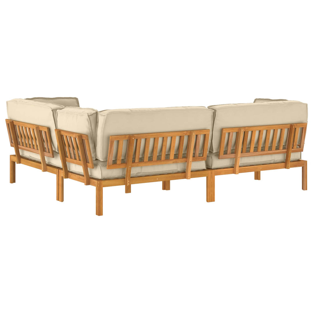 Sofa Sæt med pude Ensfarvet 4 pcs Beige Massivt Akacietræ
