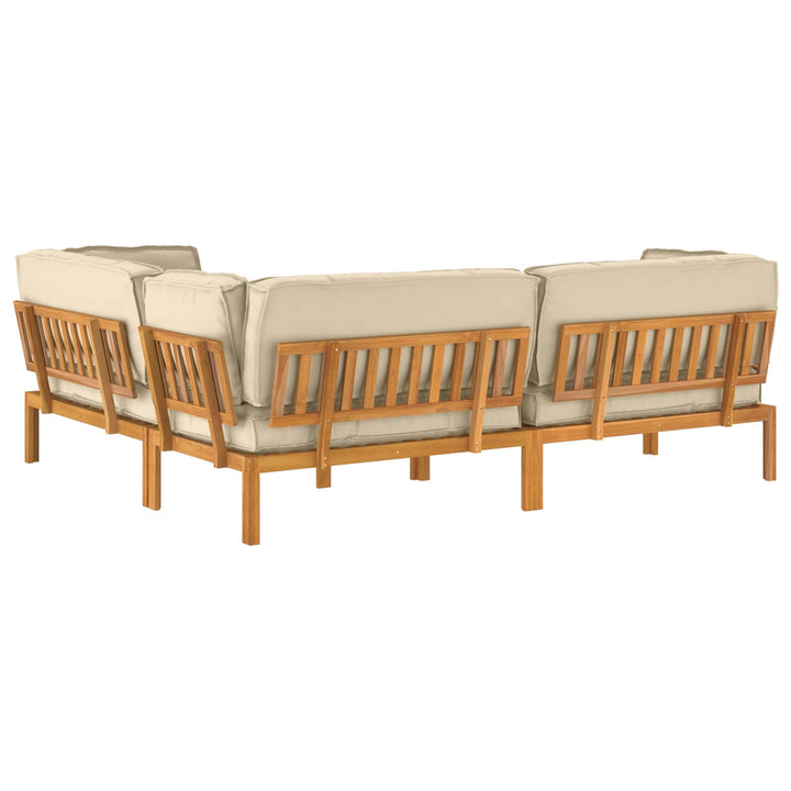 Sofa Sæt med pude Ensfarvet 4 pcs Beige Massivt Akacietræ