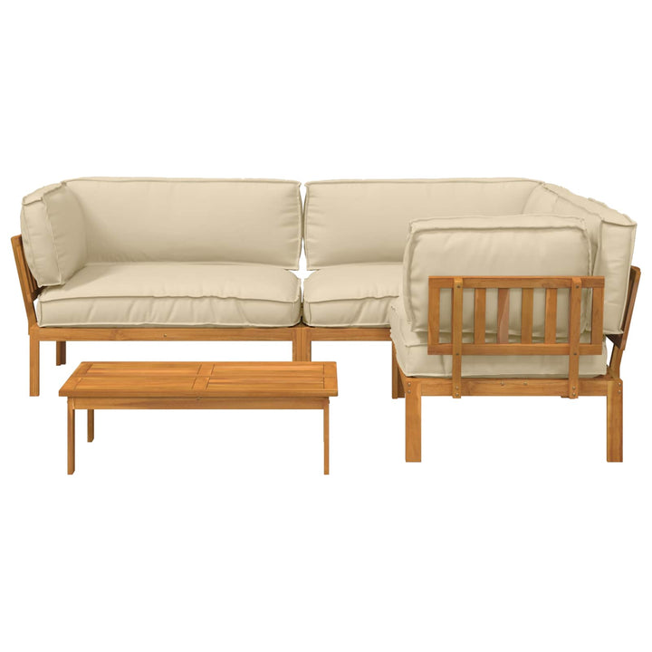 Sofa Sæt med pude Ensfarvet 4 pcs Beige Massivt Akacietræ