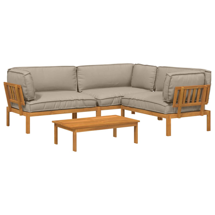 Sofa Sæt med pude Ensfarvet 4 pcs Gråbrun Massivt Akacietræ