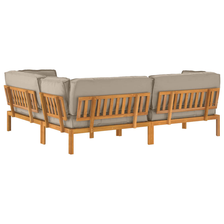 Sofa Sæt med pude Ensfarvet 4 pcs Gråbrun Massivt Akacietræ