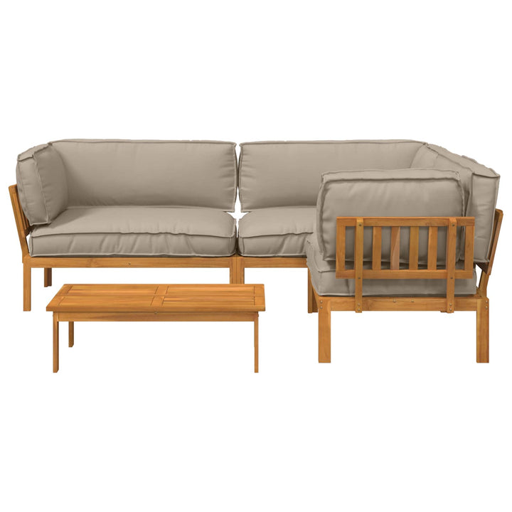 Sofa Sæt med pude Ensfarvet 4 pcs Gråbrun Massivt Akacietræ