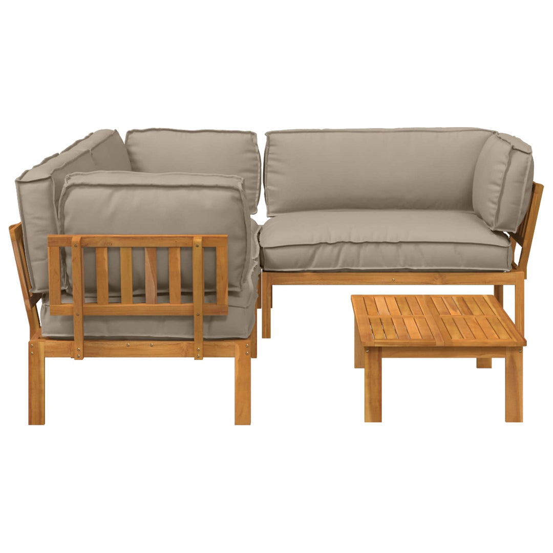 Sofa Sæt med pude Ensfarvet 4 pcs Gråbrun Massivt Akacietræ