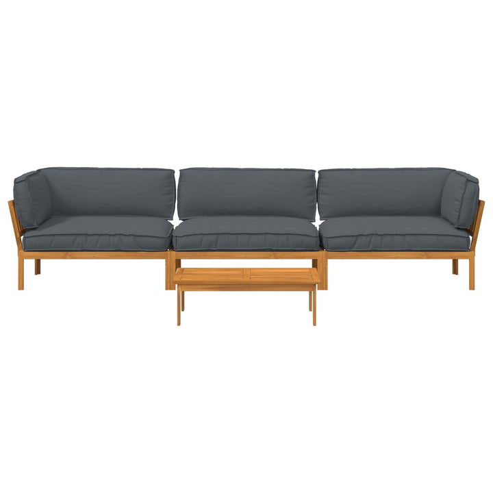 Sofa Sæt med pude Ensfarvet 4 pcs Antracit Massivt Akacietræ