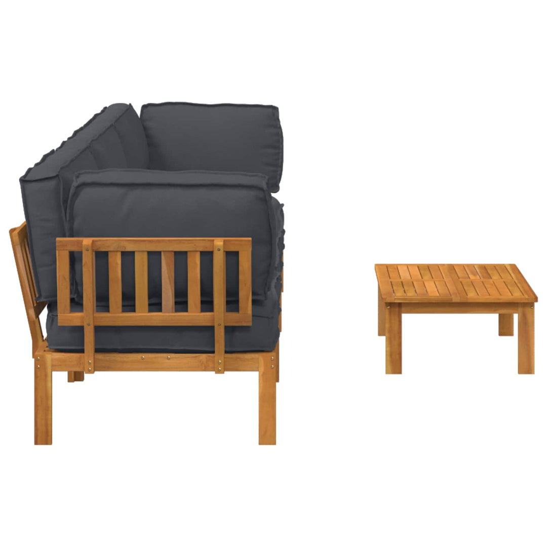 Sofa Sæt med pude Ensfarvet 4 pcs Antracit Massivt Akacietræ