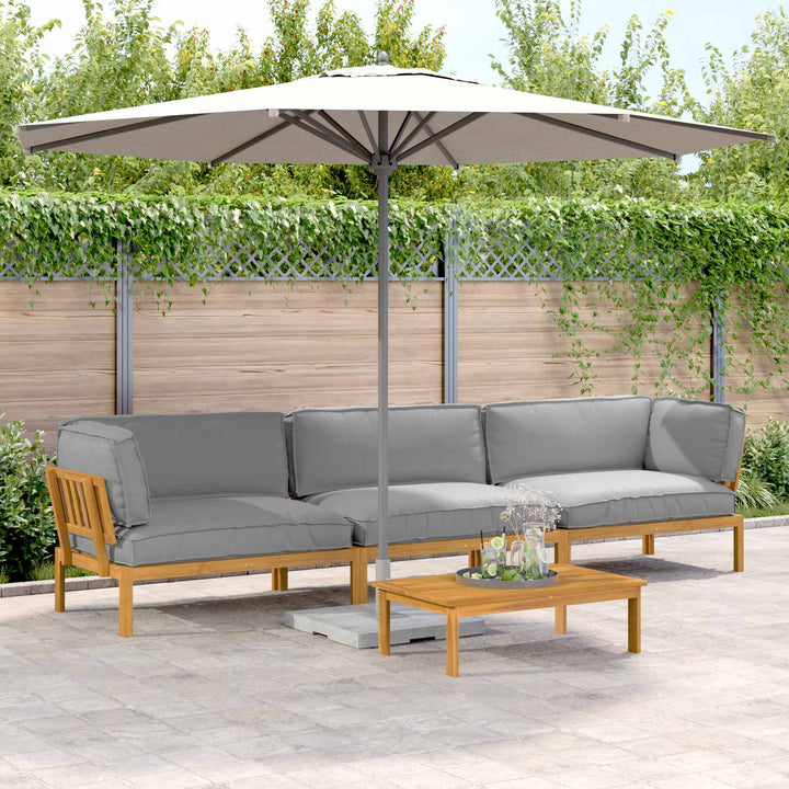 Sofa Sæt med pude Ensfarvet 4 pcs Grå Massivt Akacietræ