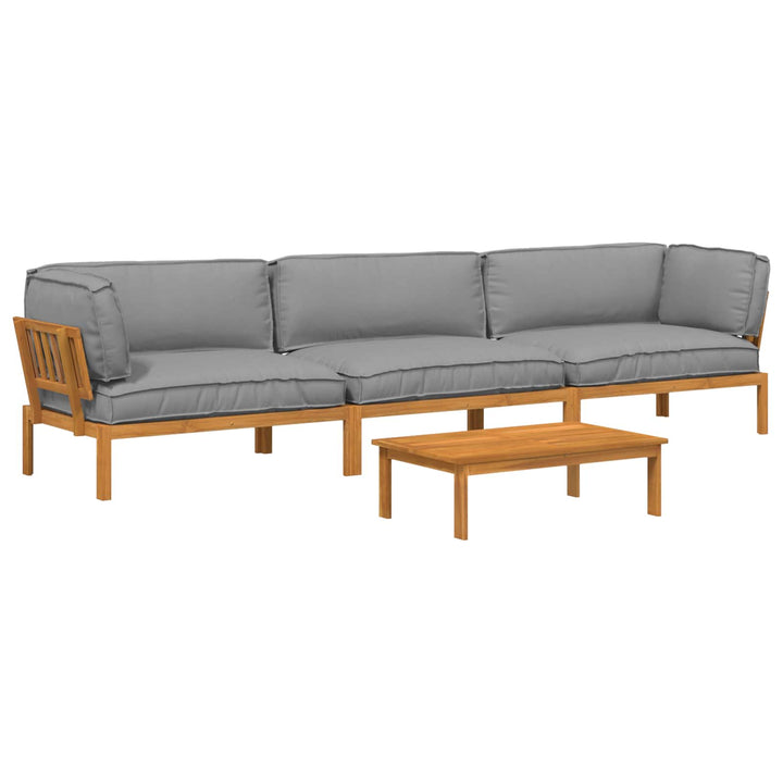 Sofa Sæt med pude Ensfarvet 4 pcs Grå Massivt Akacietræ