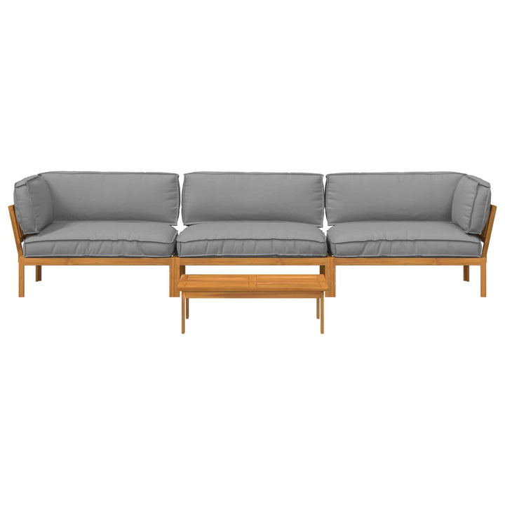 Sofa Sæt med pude Ensfarvet 4 pcs Grå Massivt Akacietræ