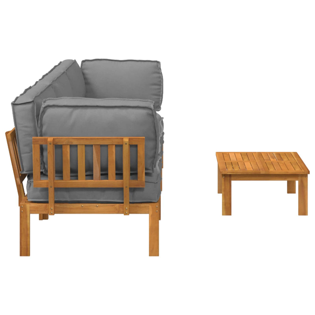 Sofa Sæt med pude Ensfarvet 4 pcs Grå Massivt Akacietræ