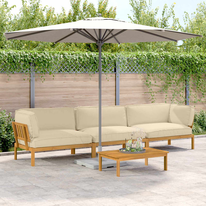 Sofa Sæt med pude Ensfarvet 4 pcs Beige Massivt Akacietræ
