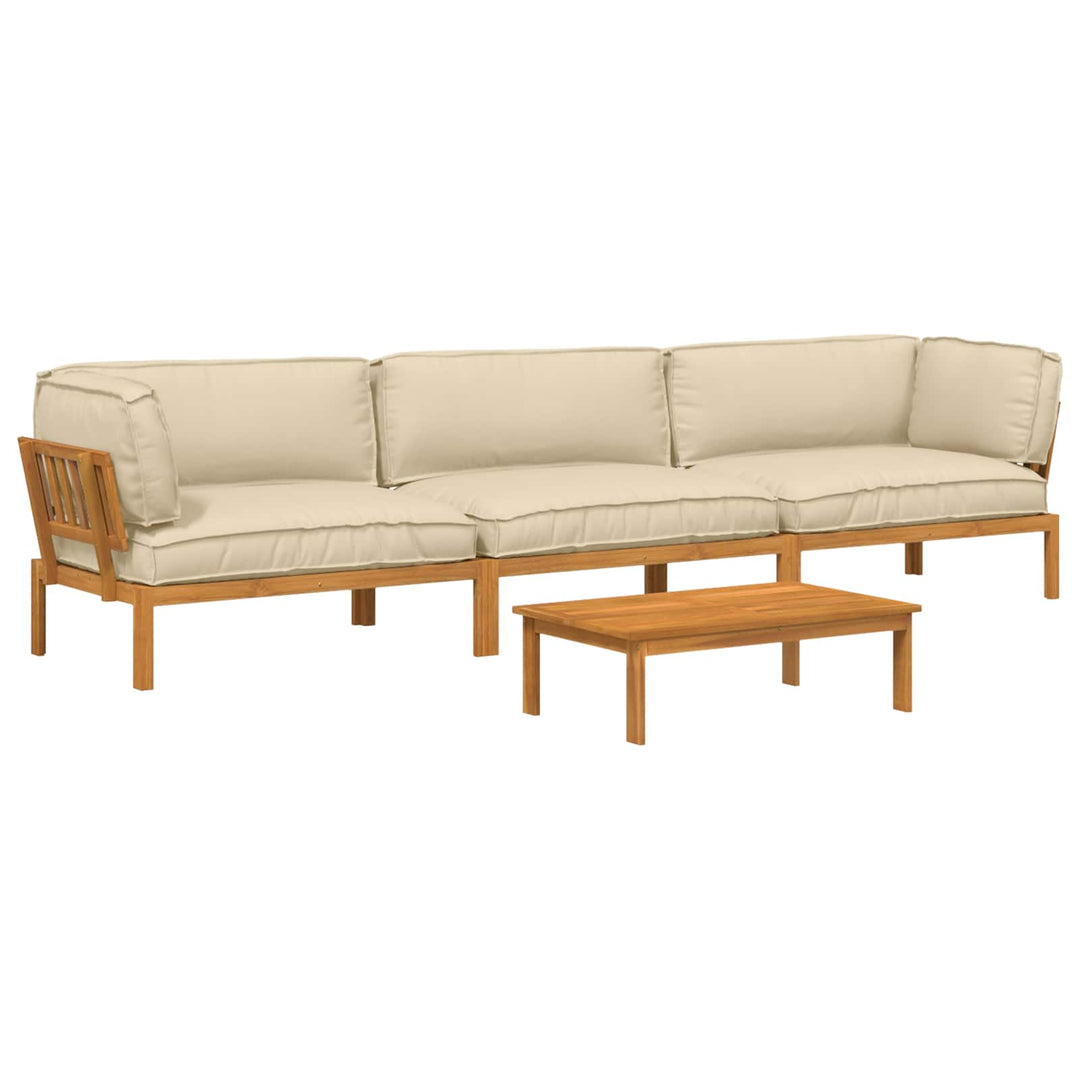 Sofa Sæt med pude Ensfarvet 4 pcs Beige Massivt Akacietræ