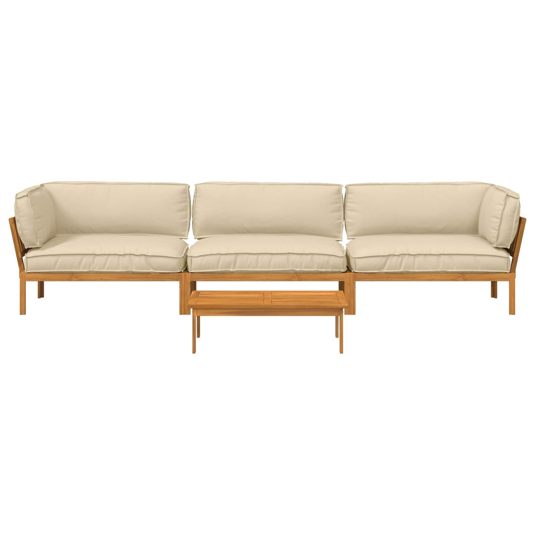 Sofa Sæt med pude Ensfarvet 4 pcs Beige Massivt Akacietræ