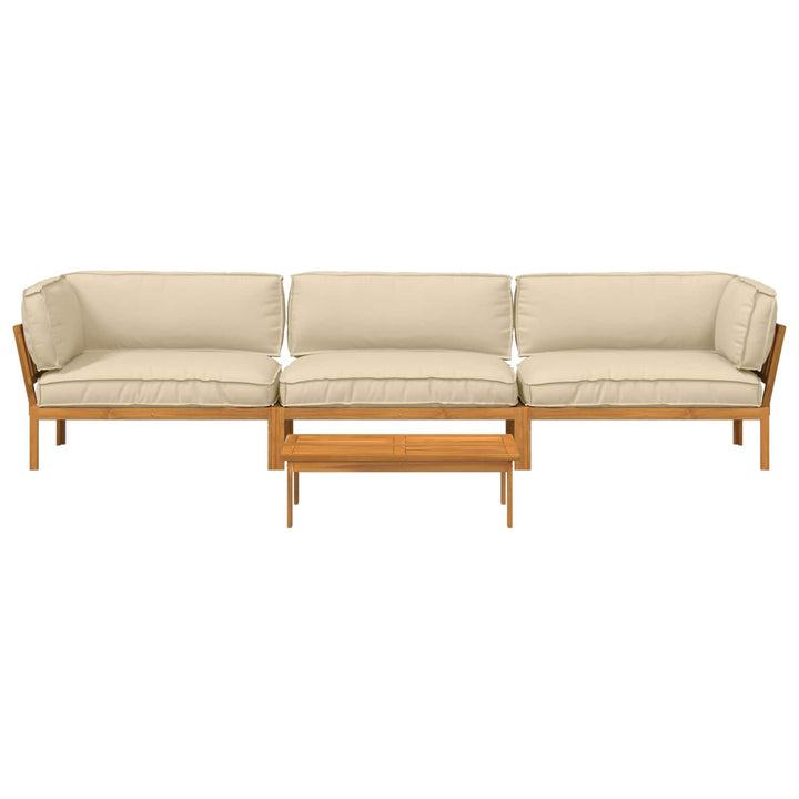 Sofa Sæt med pude Ensfarvet 4 pcs Beige Massivt Akacietræ