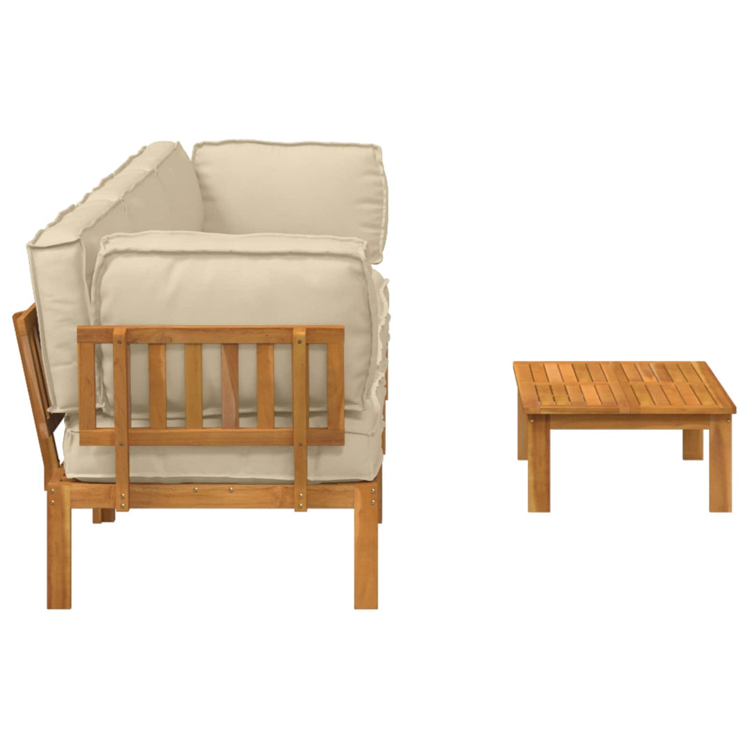 Sofa Sæt med pude Ensfarvet 4 pcs Beige Massivt Akacietræ