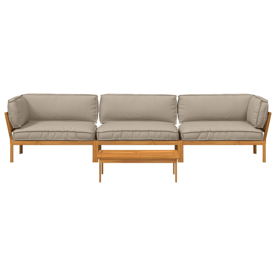 Sofa Sæt med pude Ensfarvet 4 pcs Gråbrun Massivt Akacietræ