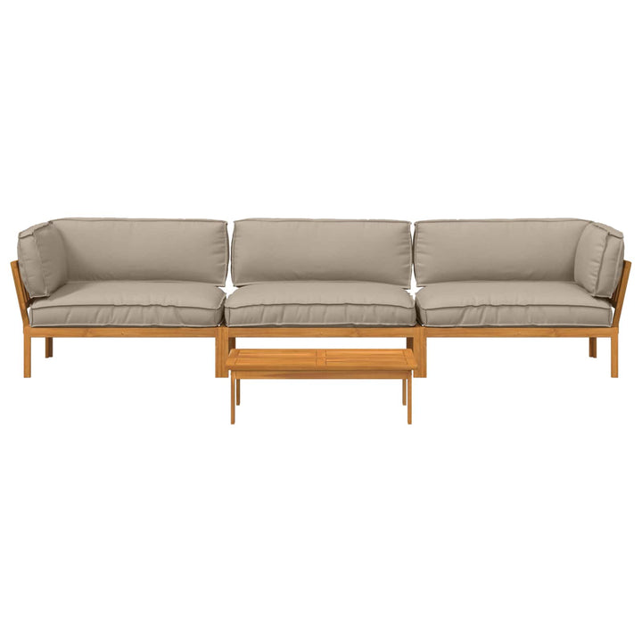 Sofa Sæt med pude Ensfarvet 4 pcs Gråbrun Massivt Akacietræ