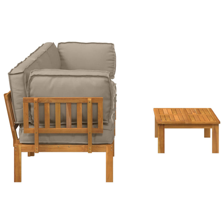 Sofa Sæt med pude Ensfarvet 4 pcs Gråbrun Massivt Akacietræ