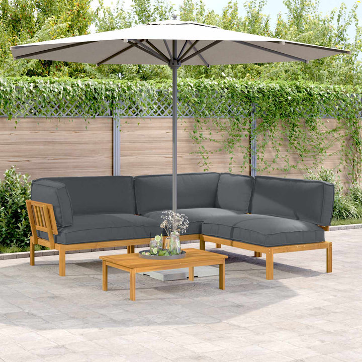 Sofa Sæt med pude Ensfarvet 4 pcs Antracit Massivt Akacietræ