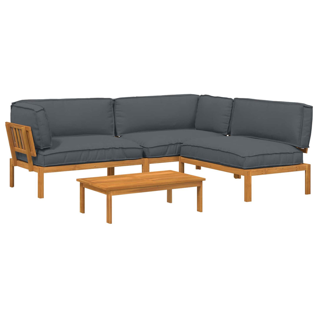 Sofa Sæt med pude Ensfarvet 4 pcs Antracit Massivt Akacietræ