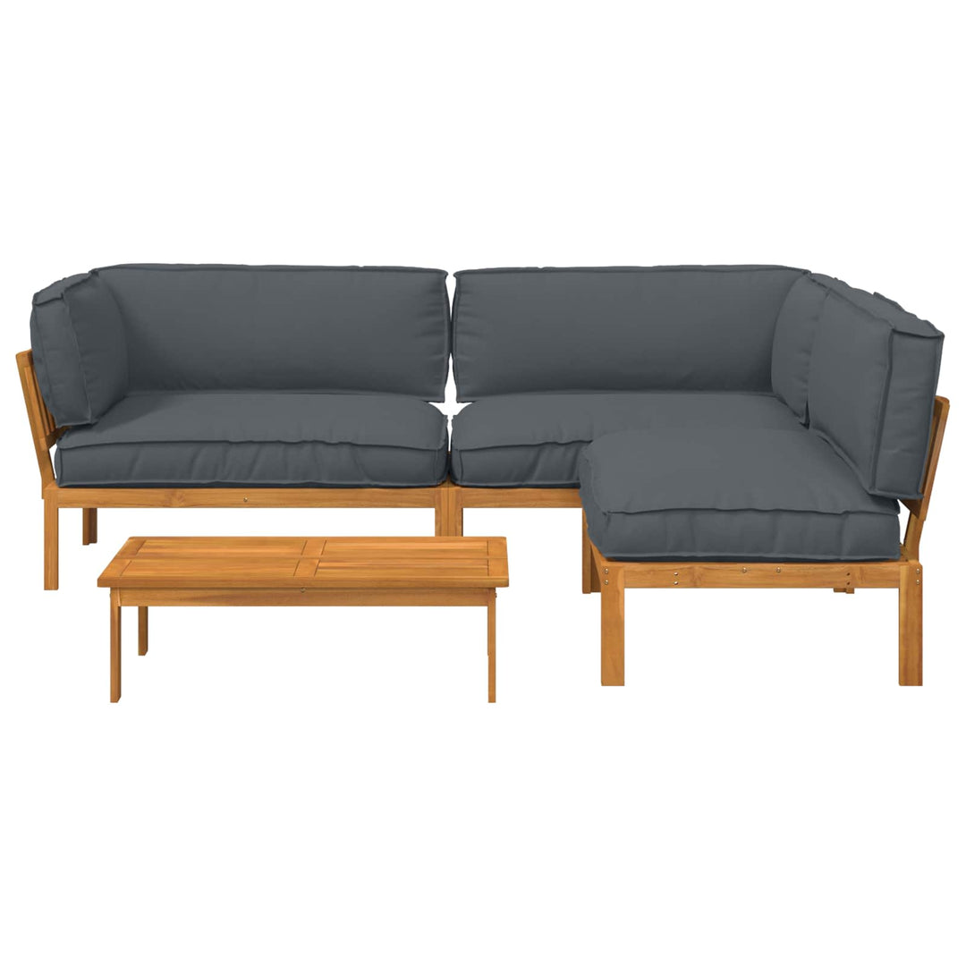 Sofa Sæt med pude Ensfarvet 4 pcs Antracit Massivt Akacietræ